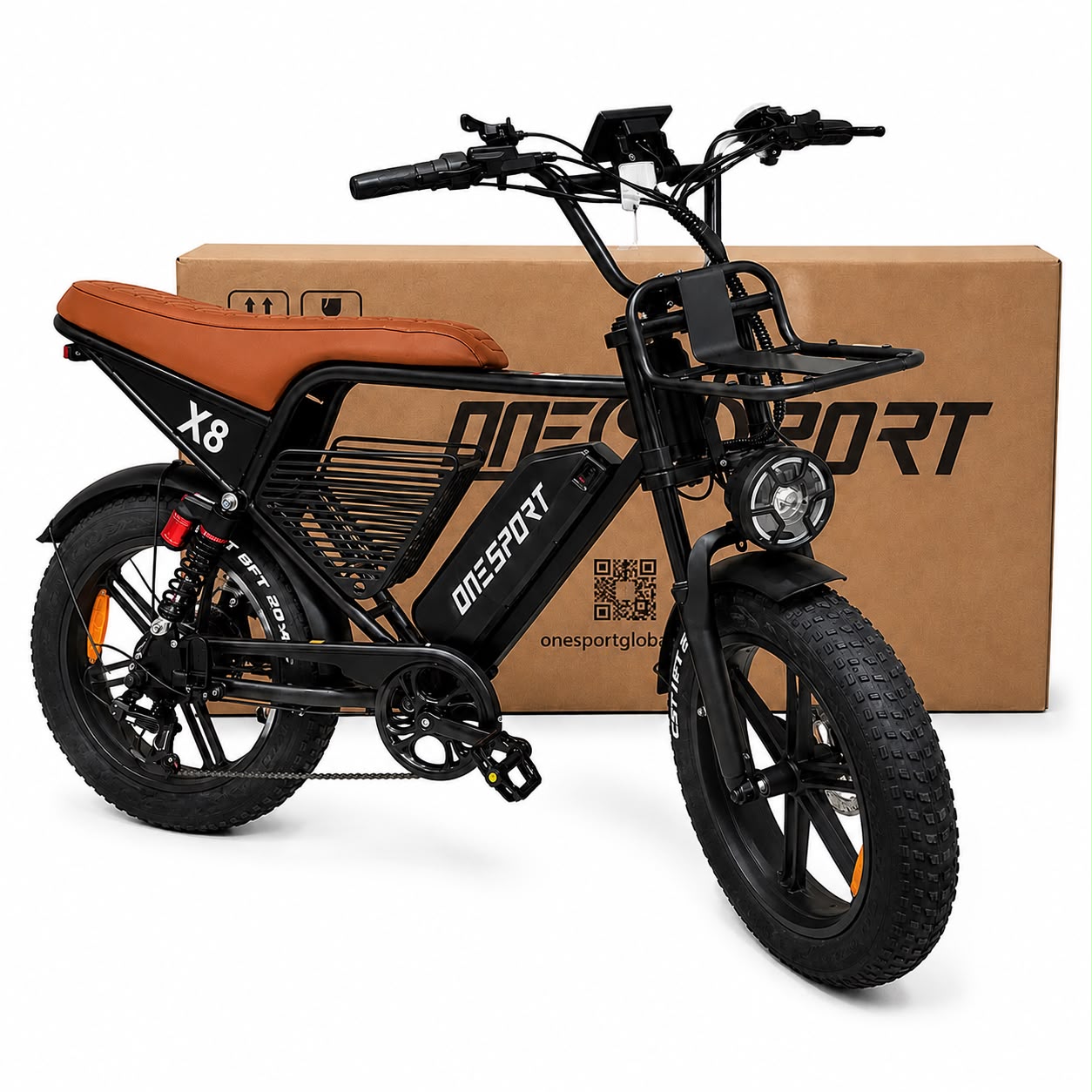 Bicicleta Elétrica OneSport X8 1000W Fat Bike Brown - Imagem 14