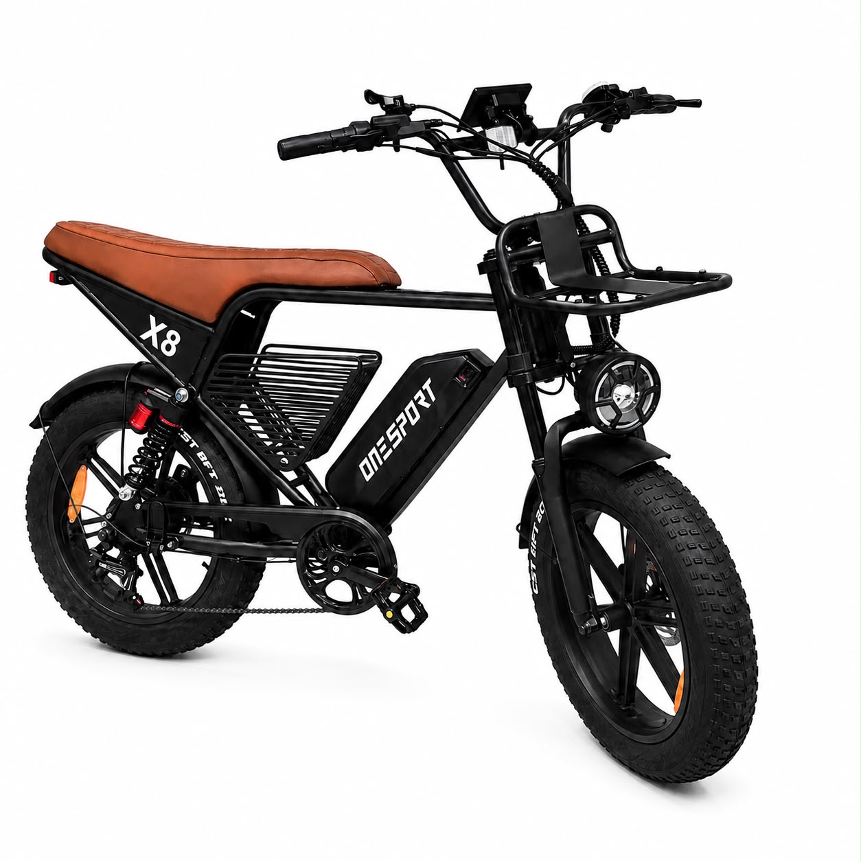 Bicicleta Elétrica OneSport X8 1000W Fat Bike Brown